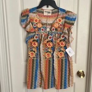 Savanna Jane Colorful Embroidered Blouse NWT Size M